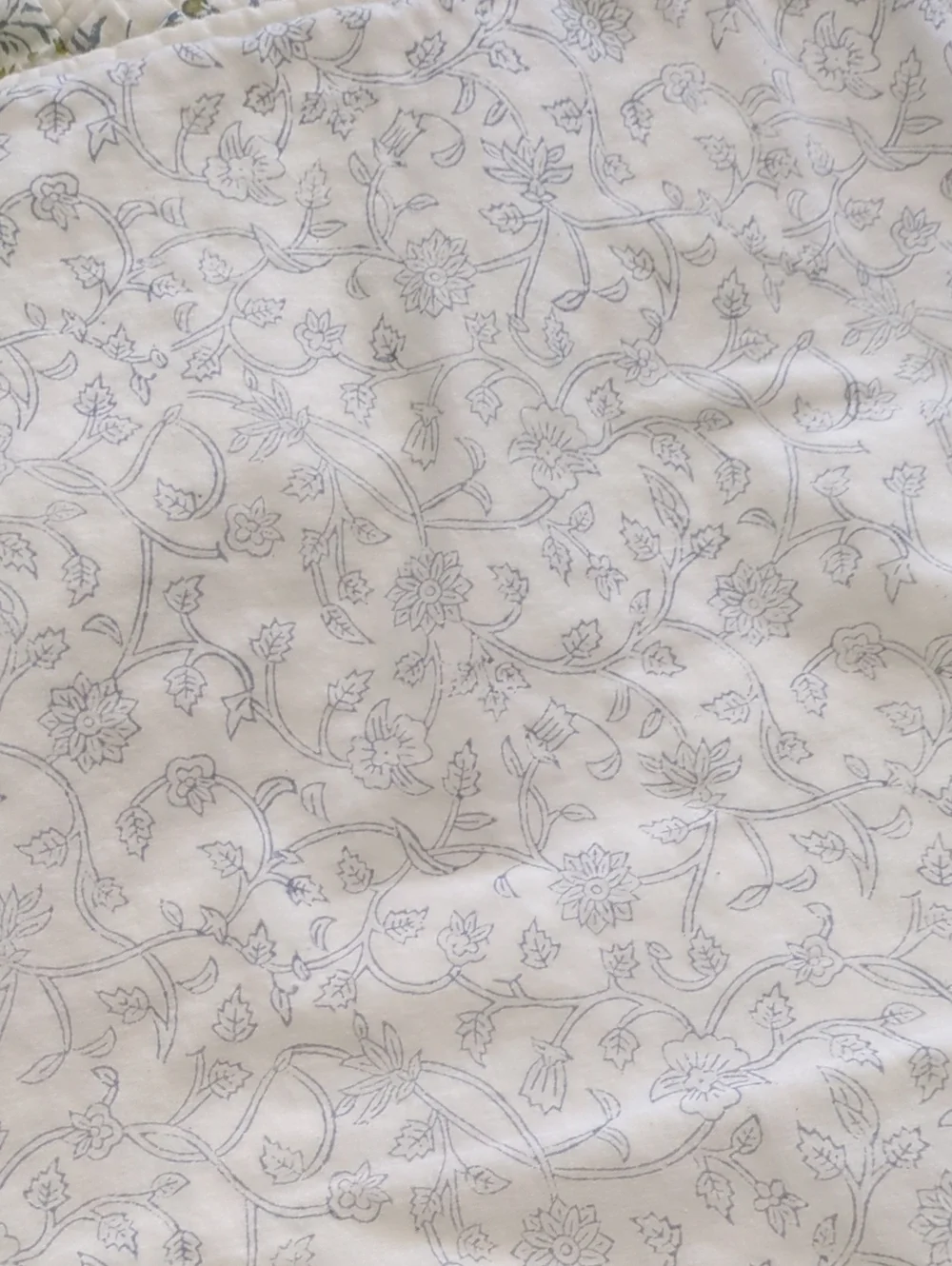 Pottery Barn Quilted Euro Sham Blue Floral Tie Back 26x26 Cotton